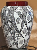 Decorative Vase with Red Lacquer Trim