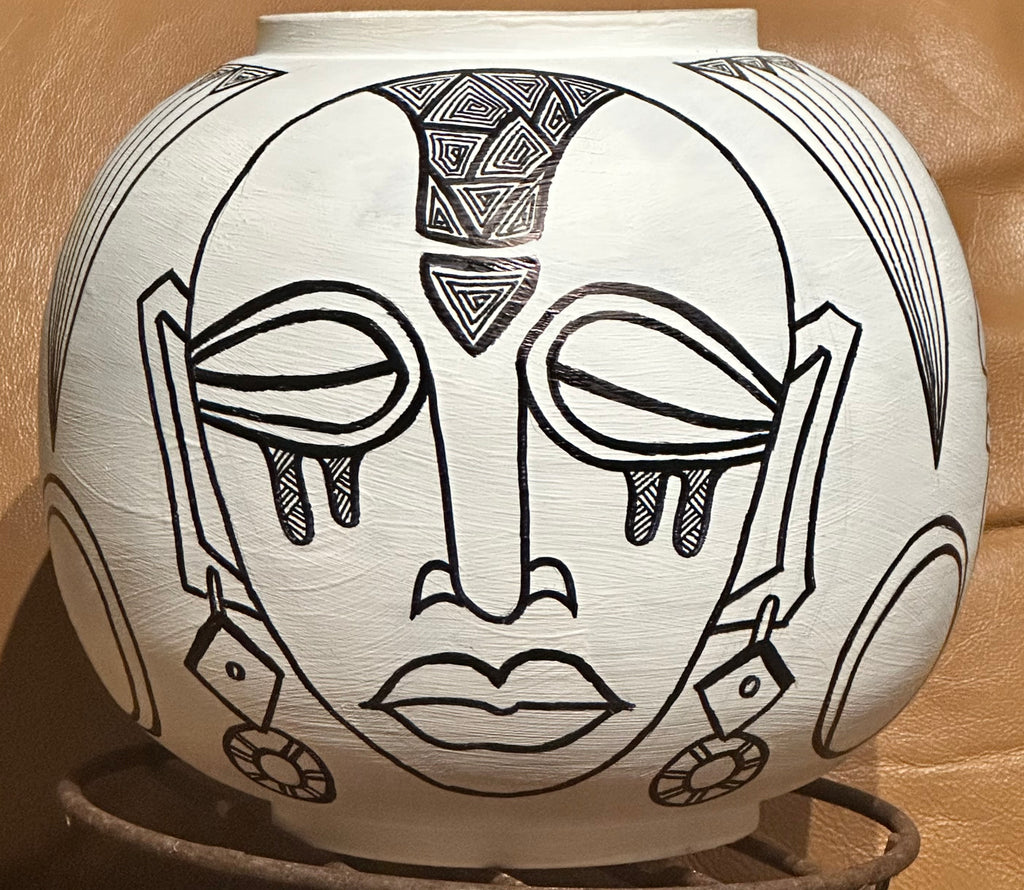 Bamboo Pot with African Masks