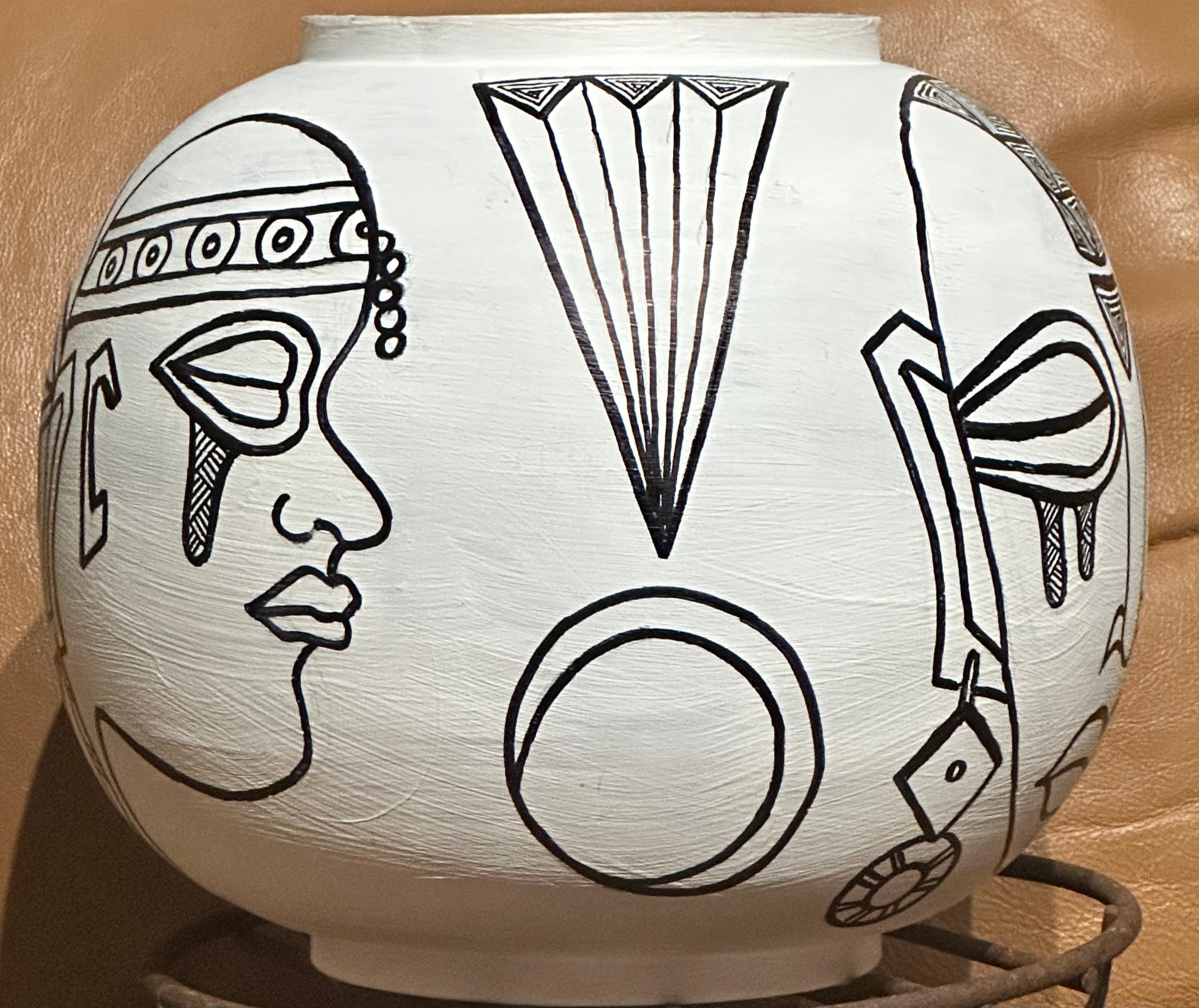 Bamboo Pot with African Masks