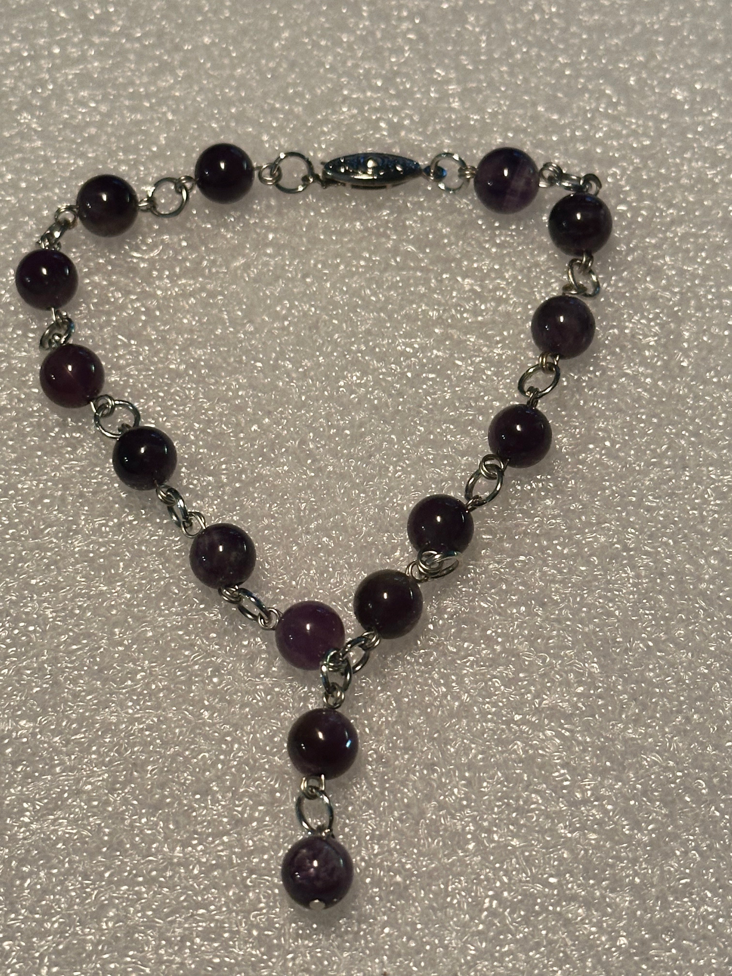 Round Amethyst Anklet with Dangle (4)