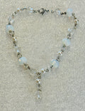Faceted Crystal and Moonsstone Anklet with Dangle (3)