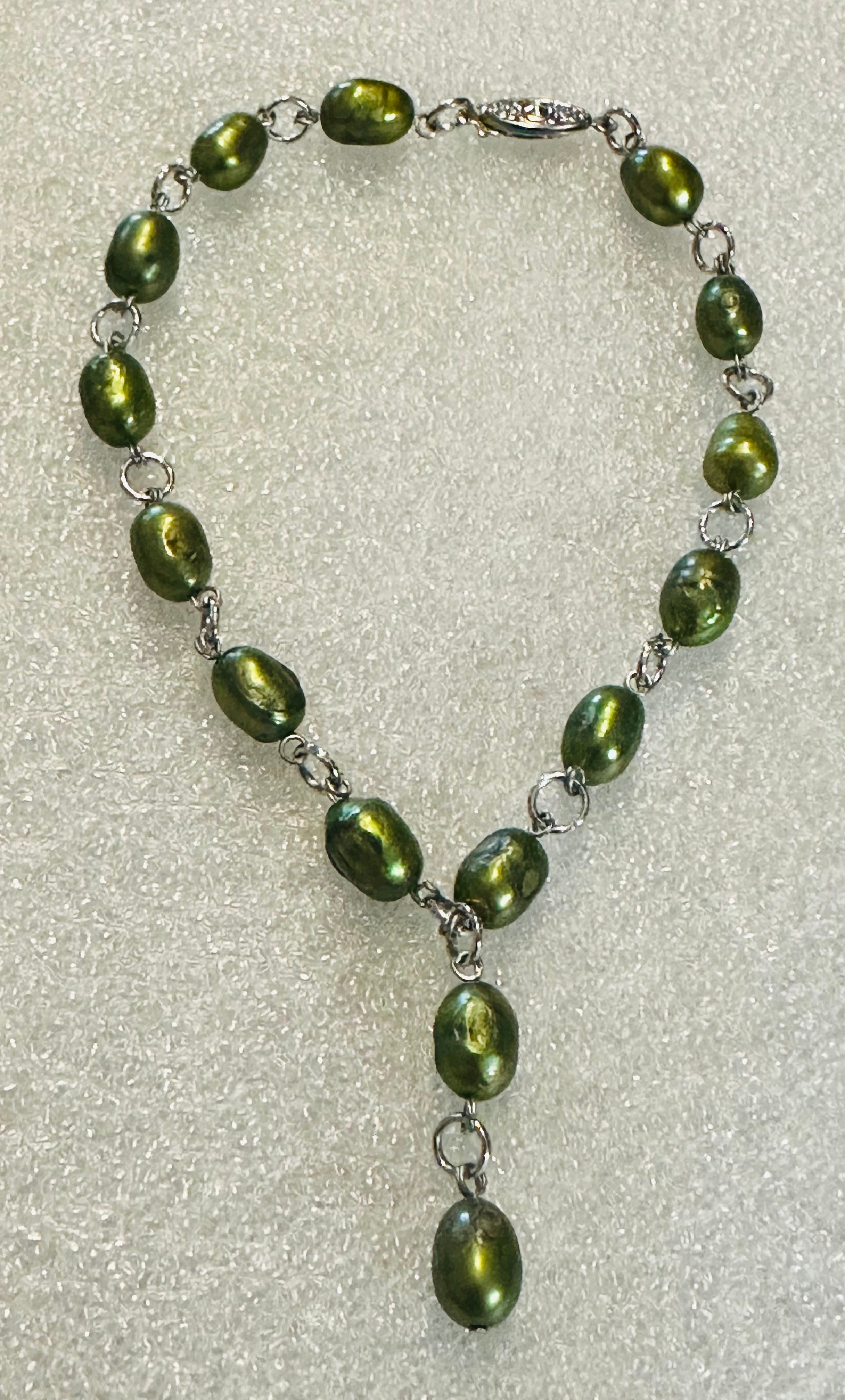 Green Pearl Anklet with Pearl Dangle (?)