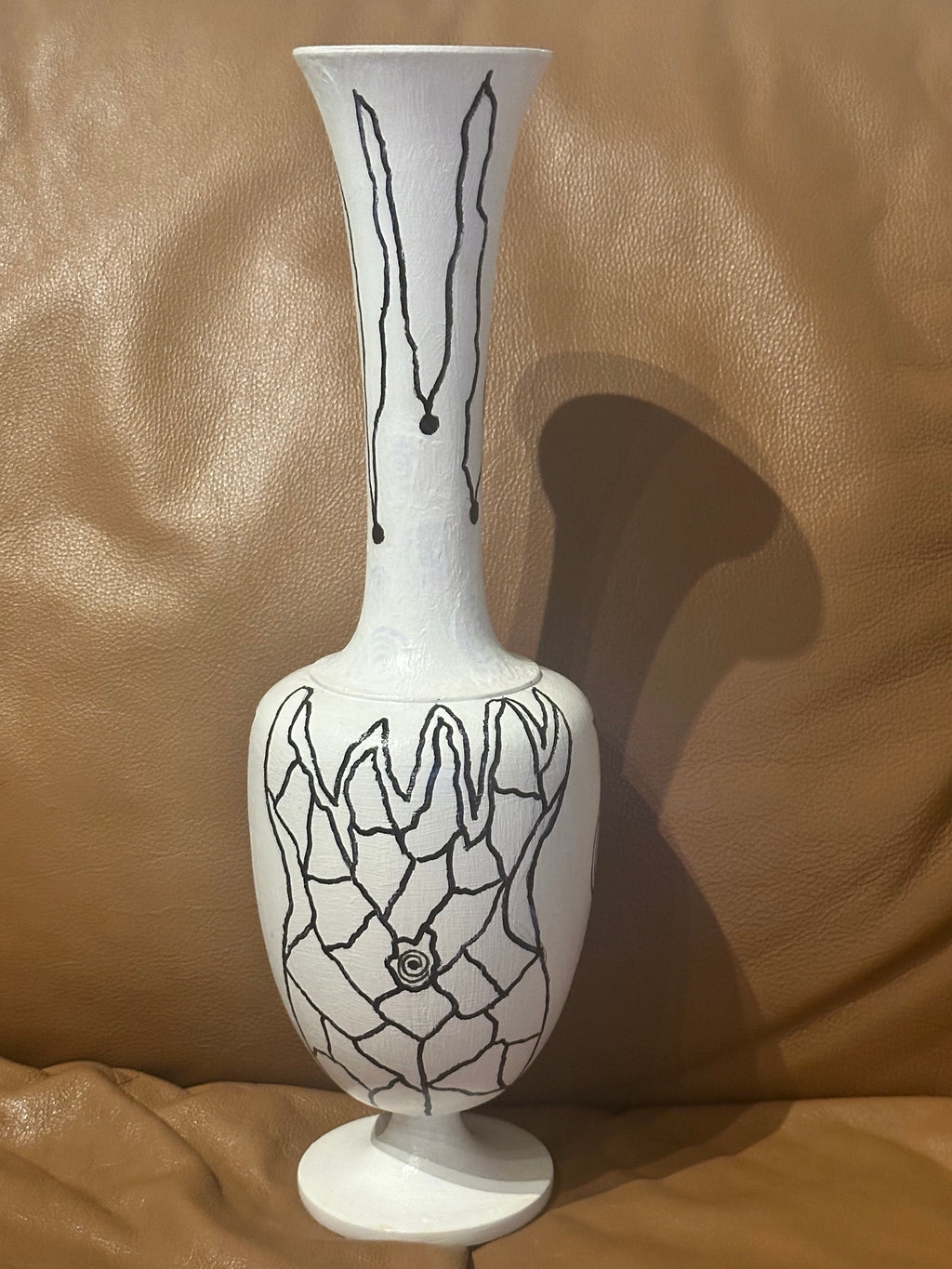 Tall, Slender Bamboo Vase with Costa Rican Curves Design