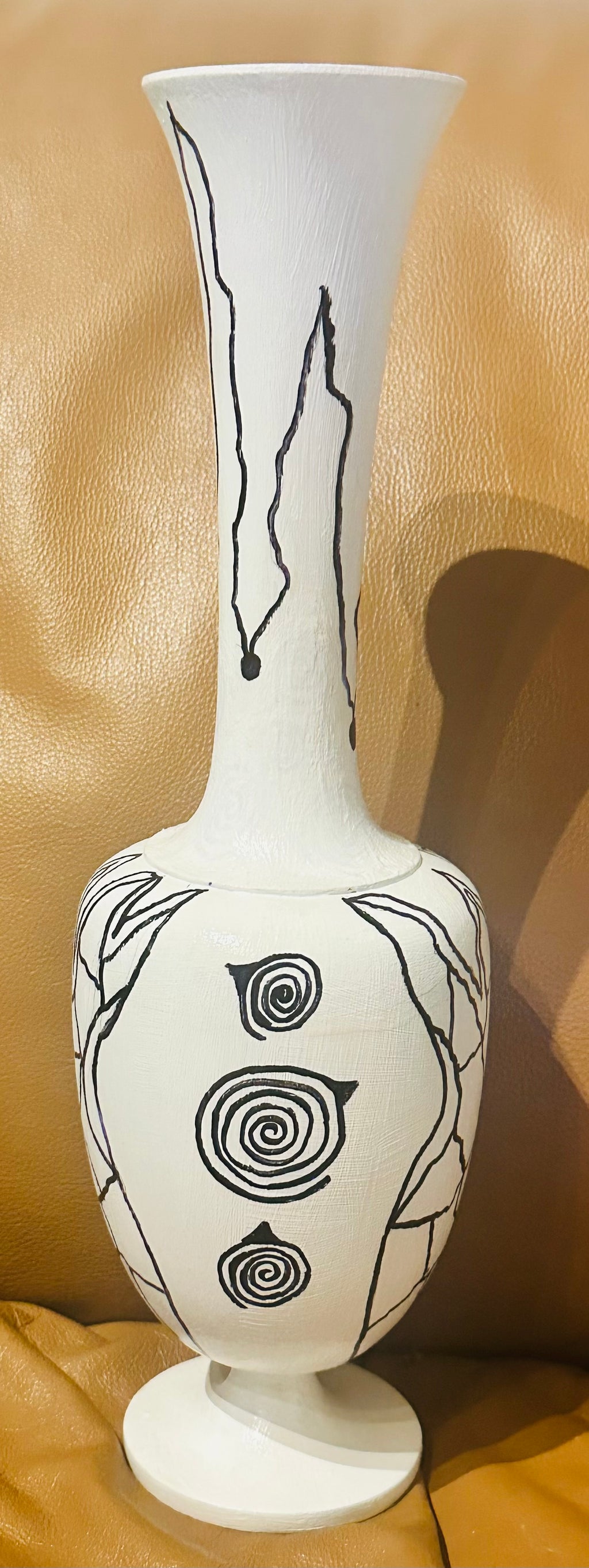 Tall, Slender Bamboo Vase with Costa Rican Curves Design