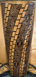 Bamboo Vase with Swirled African Pattern