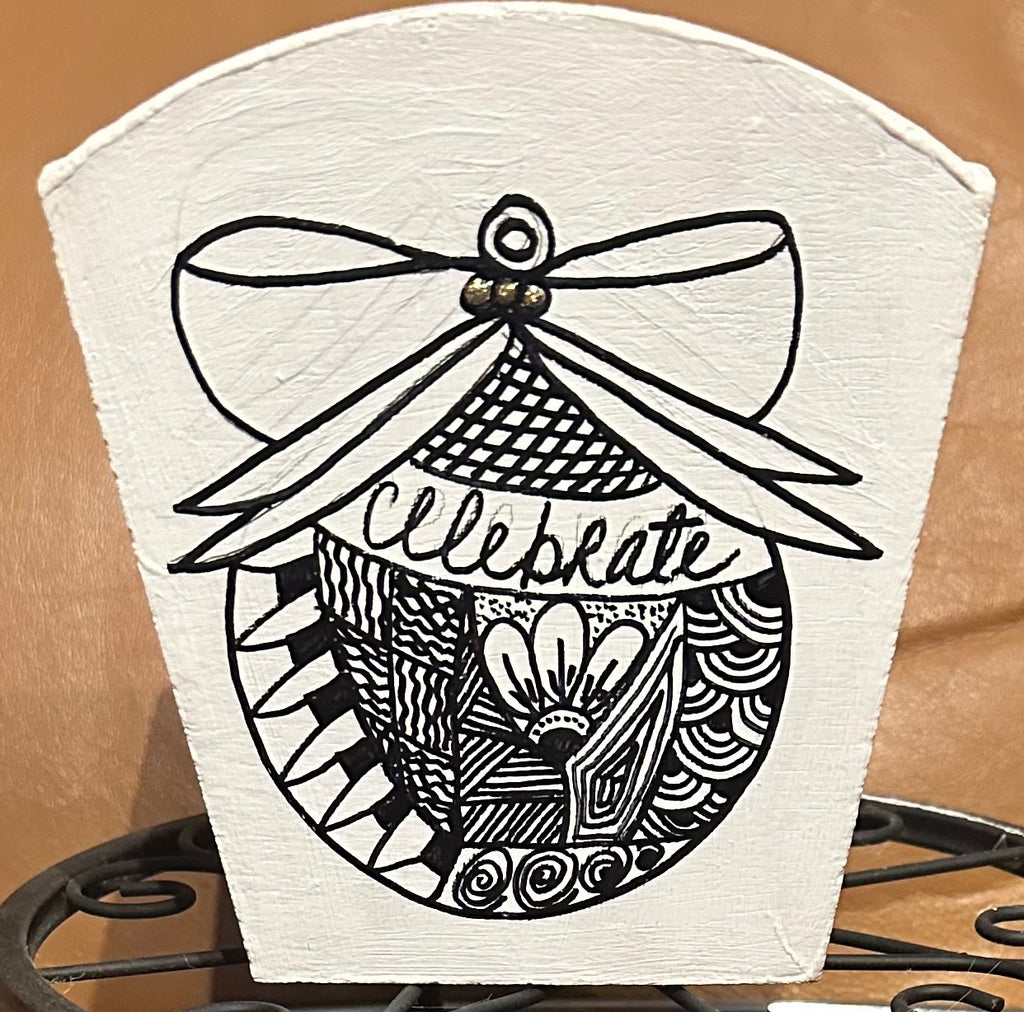 Square Christmas Themed Decorative Wooden Pot