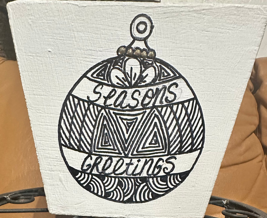 Square Christmas Themed Decorative Wooden Pot