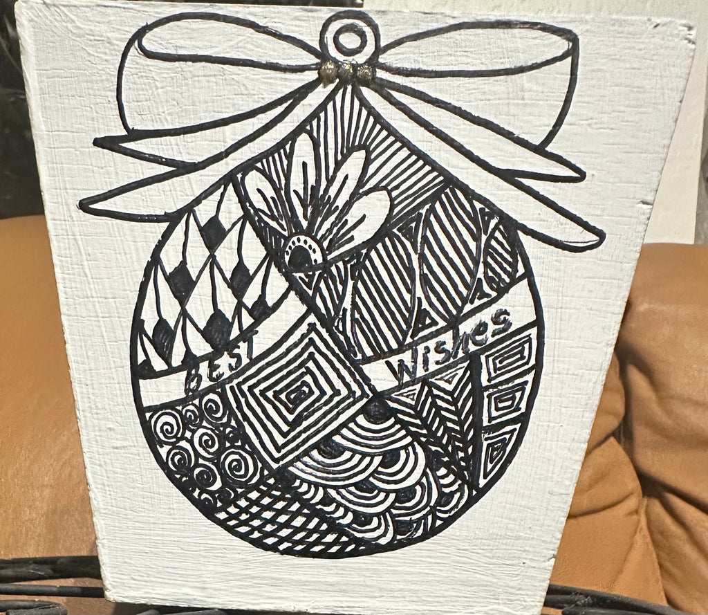Square Christmas Themed Decorative Wooden Pot