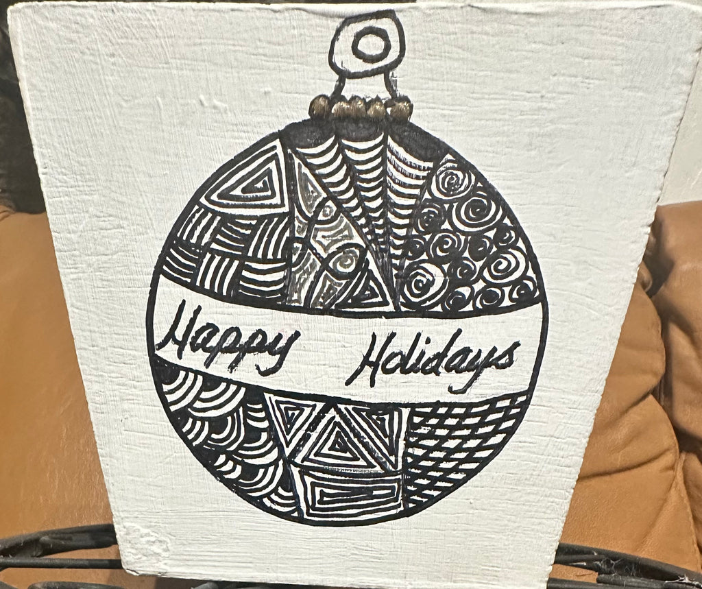 Square Christmas Themed Decorative Wooden Pot