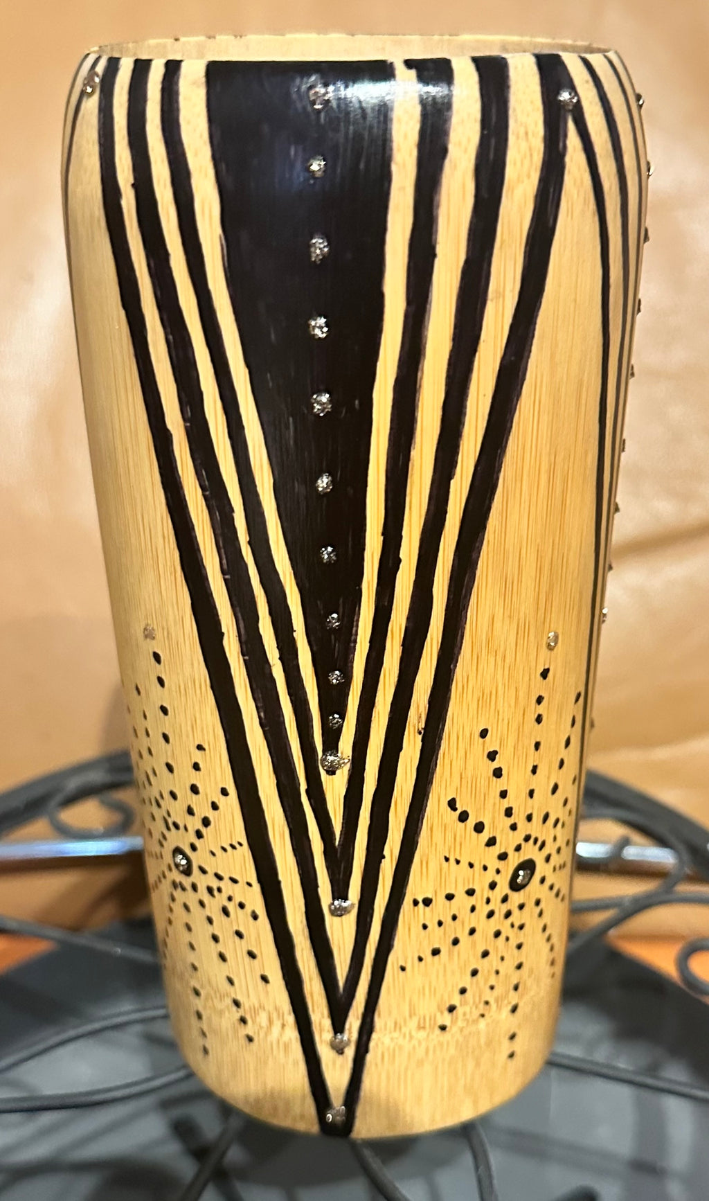 Small Bamboo Vase with Decorative Designs