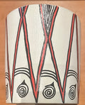 White Ceramic Pot with Red and Black Decorative Designs