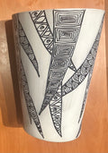 White Vase with Decorative Leaf Design