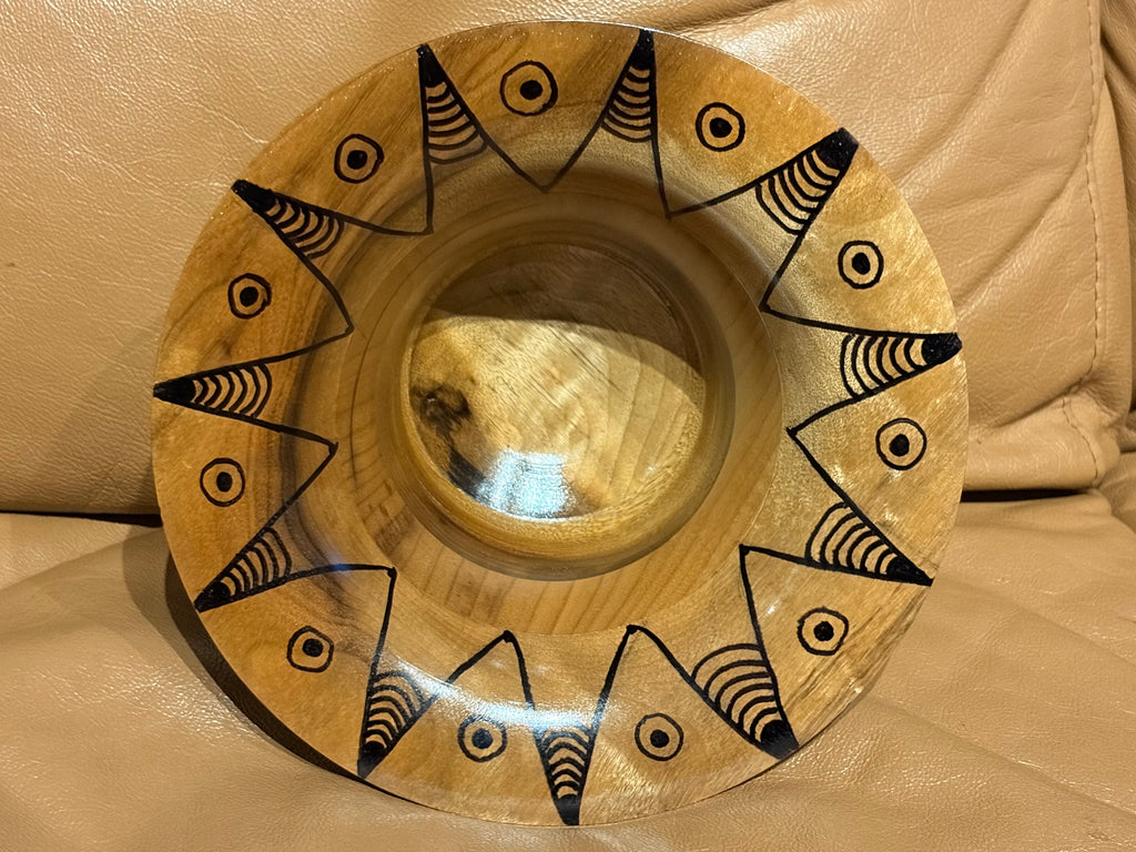 Wooden Bowl with Spiral Designs