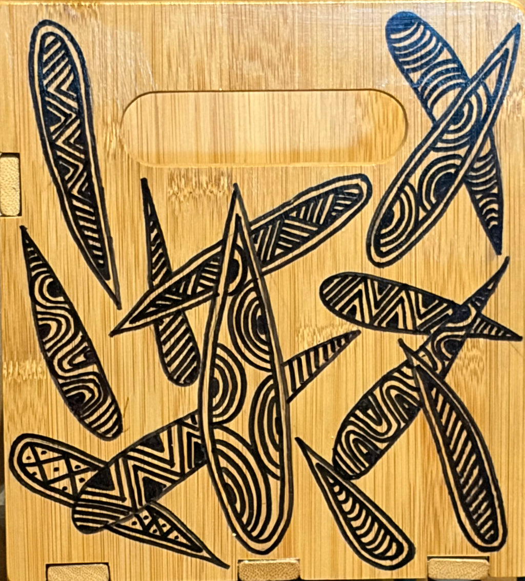Bamboo Book Holder/Rack with Leaf Pattern