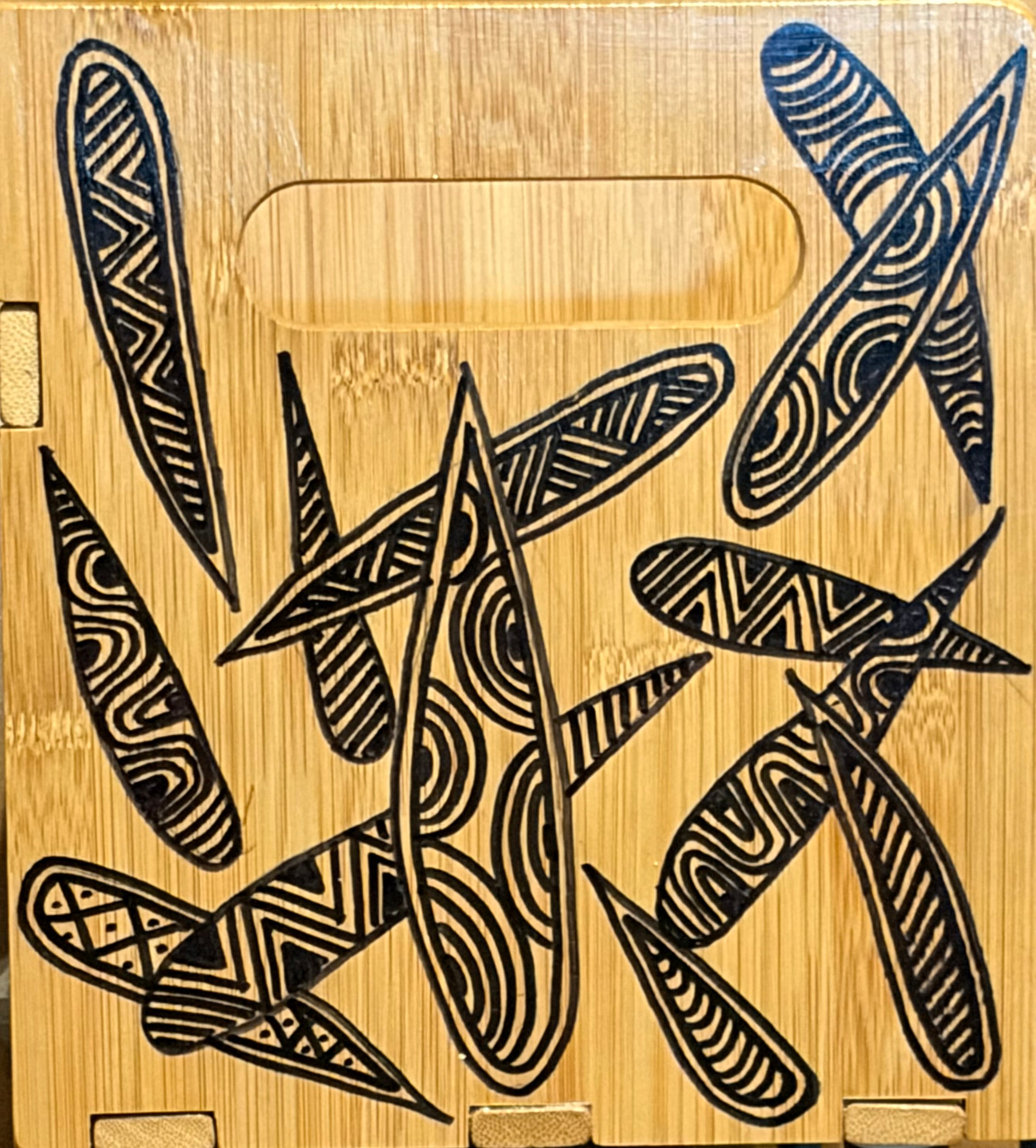 Bamboo Book Holder/Rack with Leaf Pattern