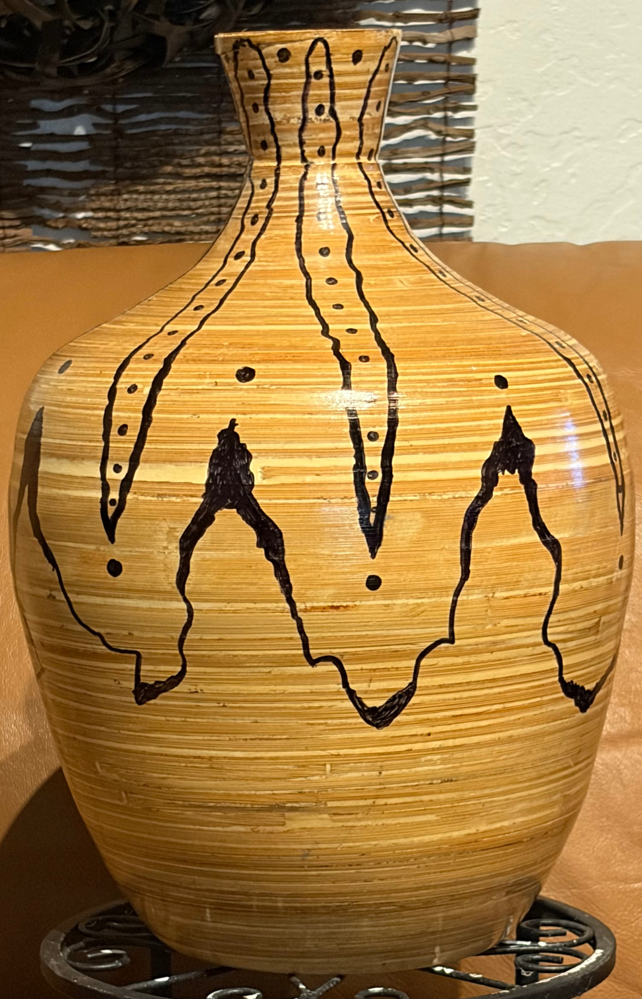 Large Bamboo Vase with Designs
