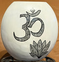 Bamboo Vase with Ohm Symbol and Lotus Flower