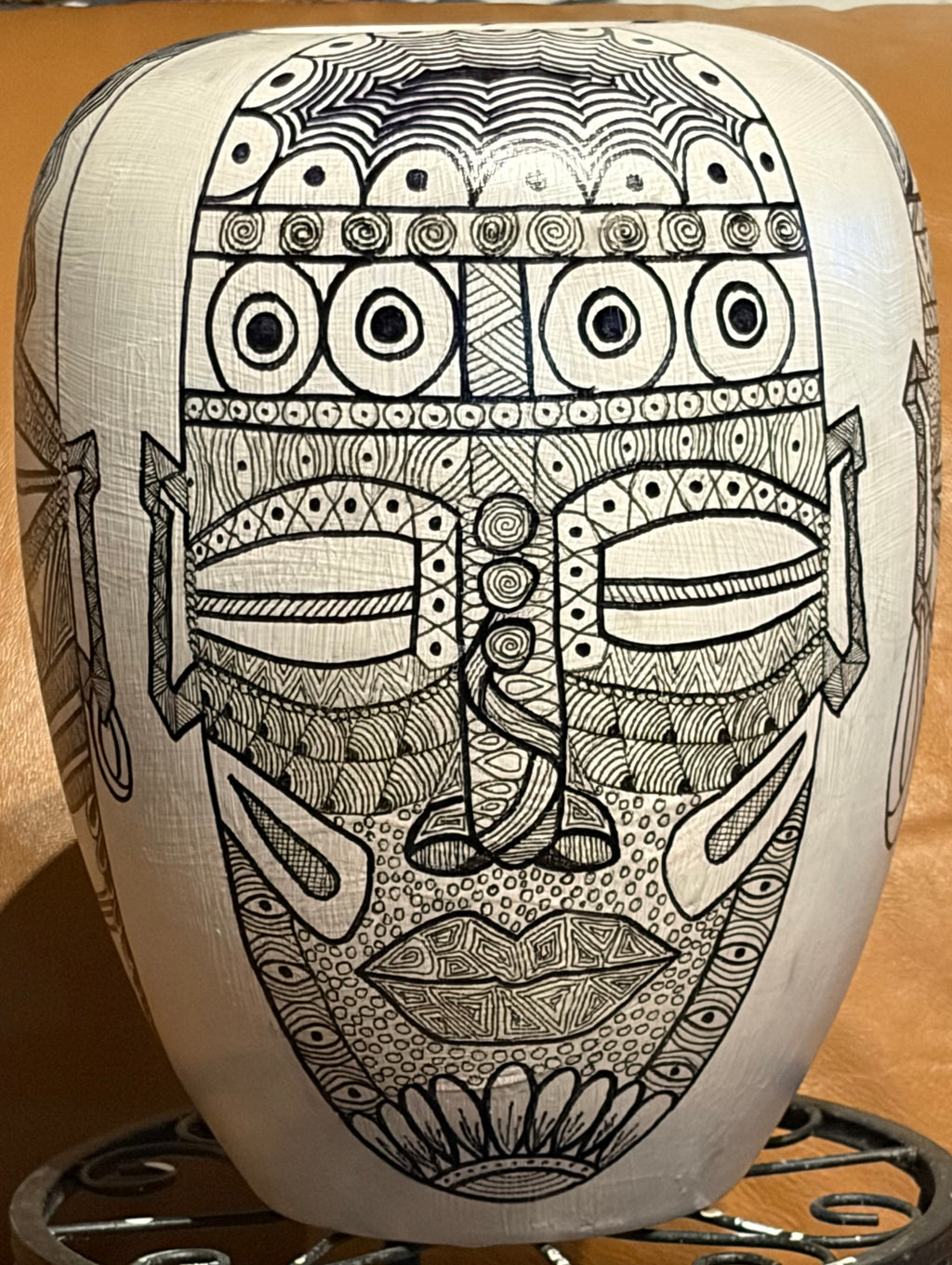 Large Vase with Four Masks