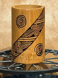 Small Bamboo Vas with African Pattern and Red Dots