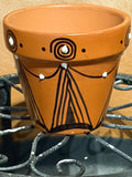 Small Terracotta Pot with Design and White Dots