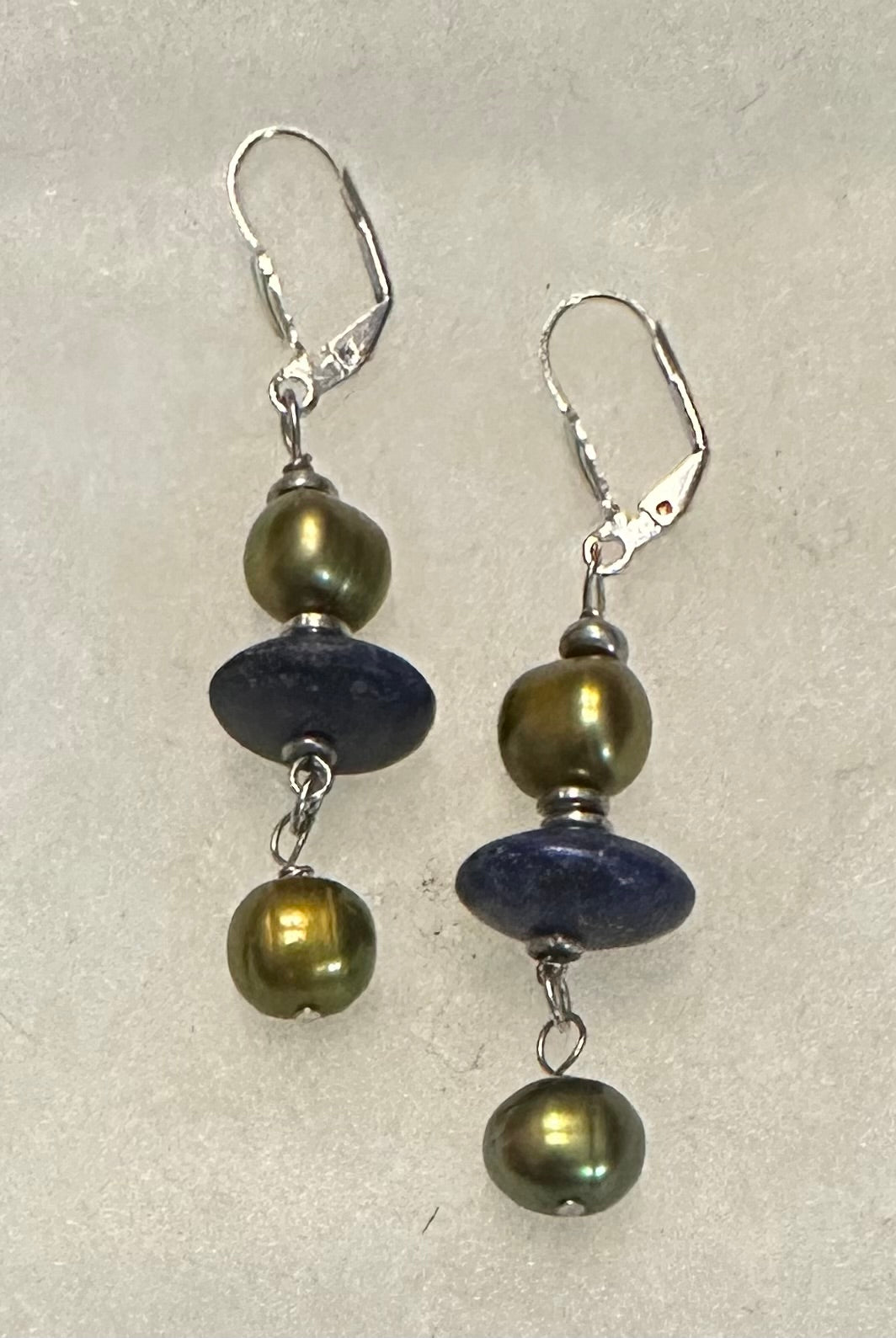 Lapis and Pearl Dangles